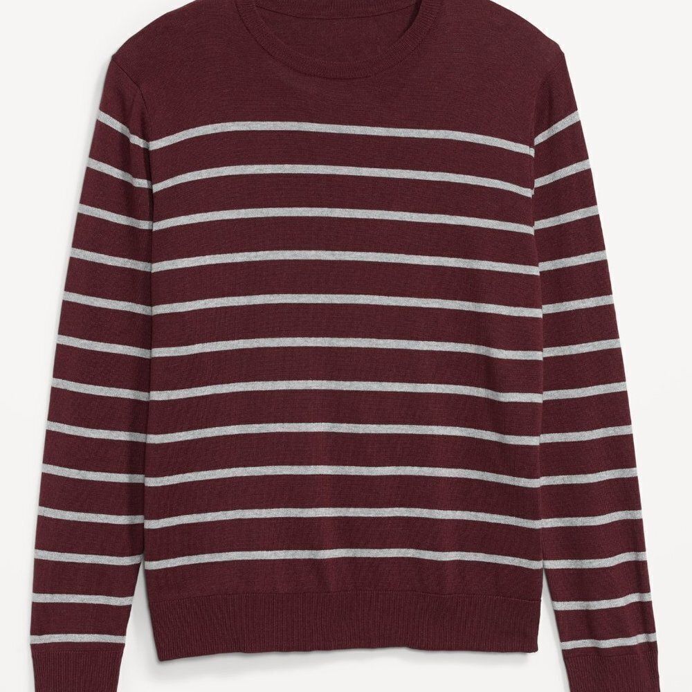 Old Navy Men's Striped Sweater Crew-Neck Cotton Winter Maroon XXL